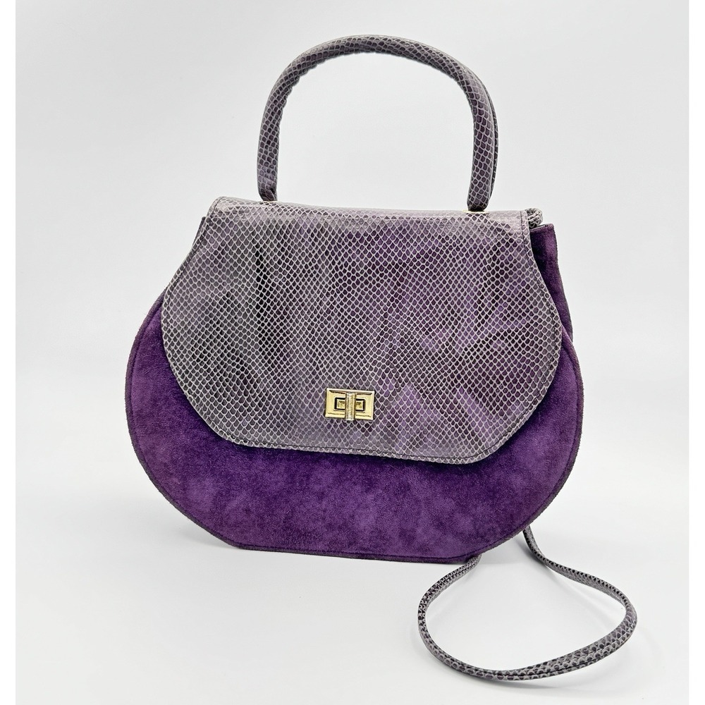 Vintage Reem USA Purple Suede Leather‎ Shoulder Bag 1980s Retro Glam Read